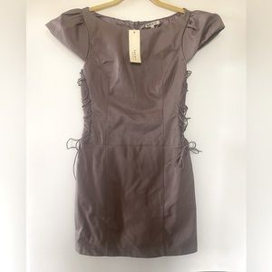 Vegan leather fitted dress.